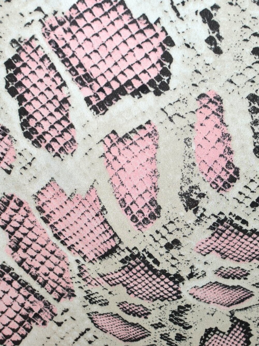 Adrienne Pink & Gray Snake Print V-Neck Front Tie Blouse Kimono Style Sleeves - Picture 9 of 11